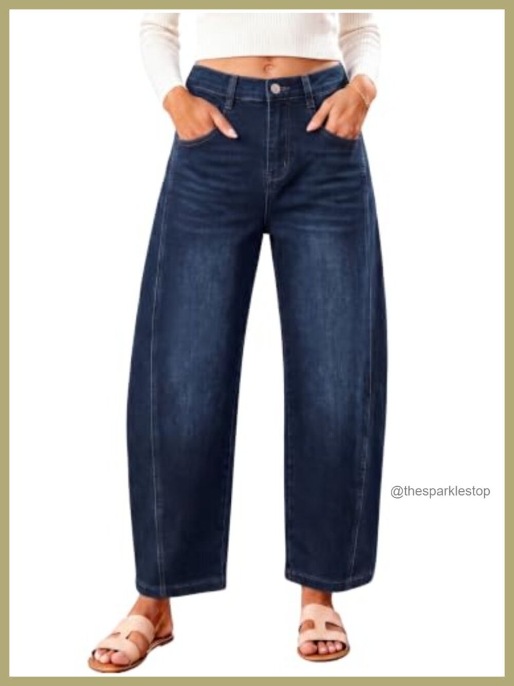 Women's High Waist Barrel Leg Cropped Ankle Jeans Loose Fit Vintage Streetwear